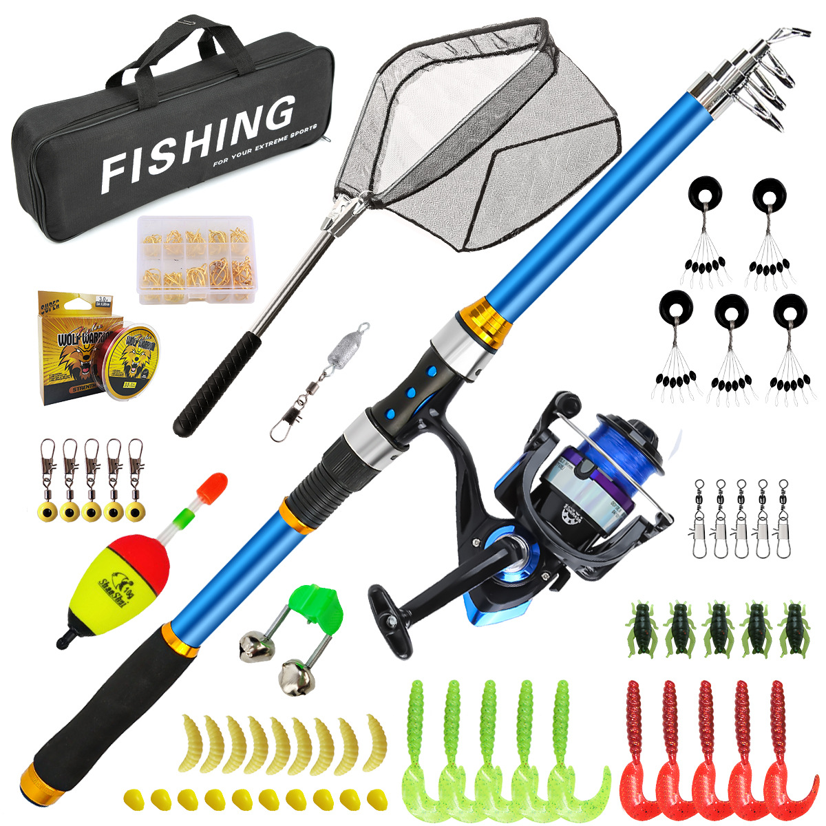 Fishing Line Spooler - Conjunto de vara de pesca telescópica