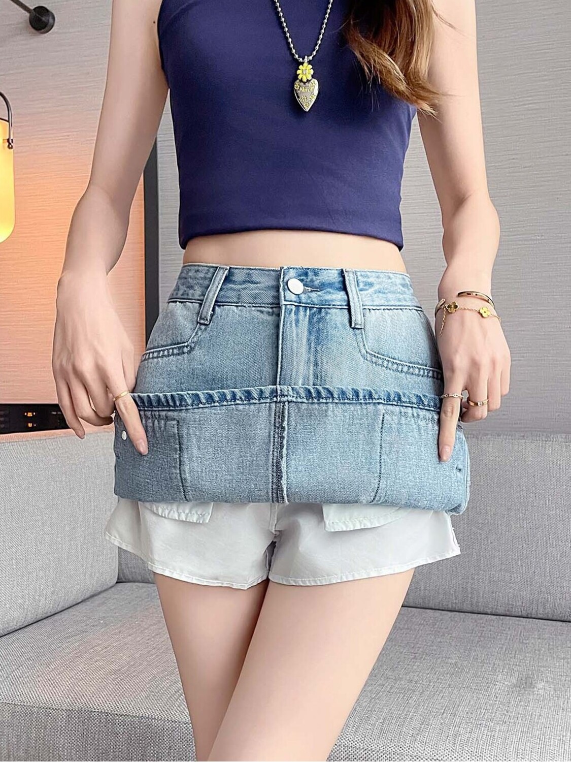 Saia Jeans Mini Cargo Feminina - Fly Line avaliação e preço